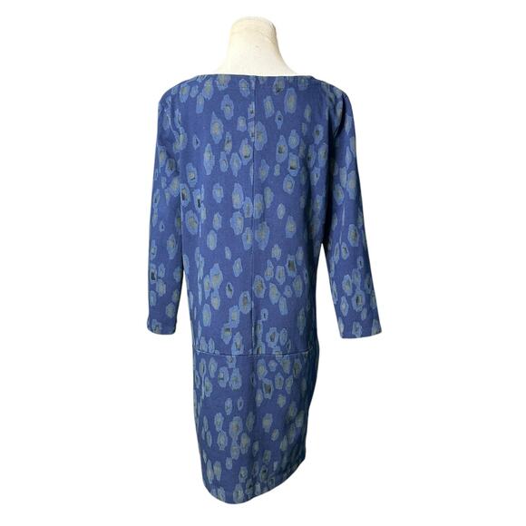 Gap Blue Leopard Print 3/4 Sleeve Mini Dress size M - Picture 2 of 12